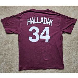 Philadelphia Phillies Roy Halladay #34 Short Sleeve T-Shirt Maroon Men's Large